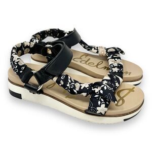 Sam Edelman Ashie Floral Fabric Leather Slingback Wedge Sandals US 9.5
